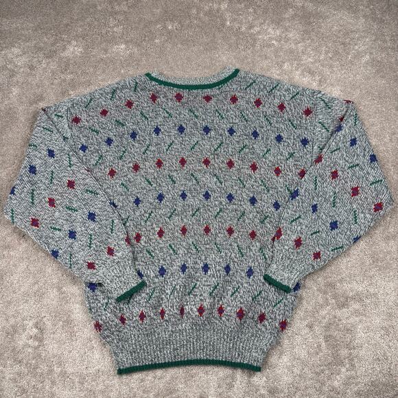 VTG 90s Van Heusen Grandpa Sweater Size XL Geometric Diamond Acrylic Knit - Picture 3 of 4